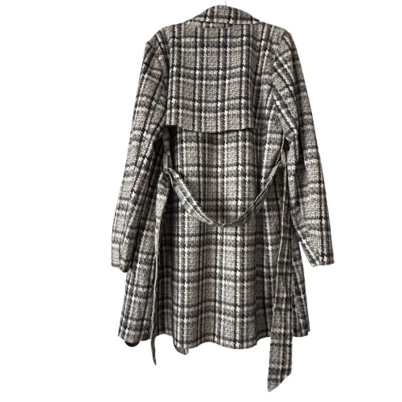 NWT Solitaire Women's Women's XL Gray Black Tan Sleeved Open Front Belted Coat - Picture 6 of 15